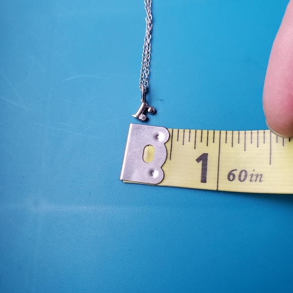 Nadri Sterling Silver Tiny r Pendant Necklace - Picture 7 of 8